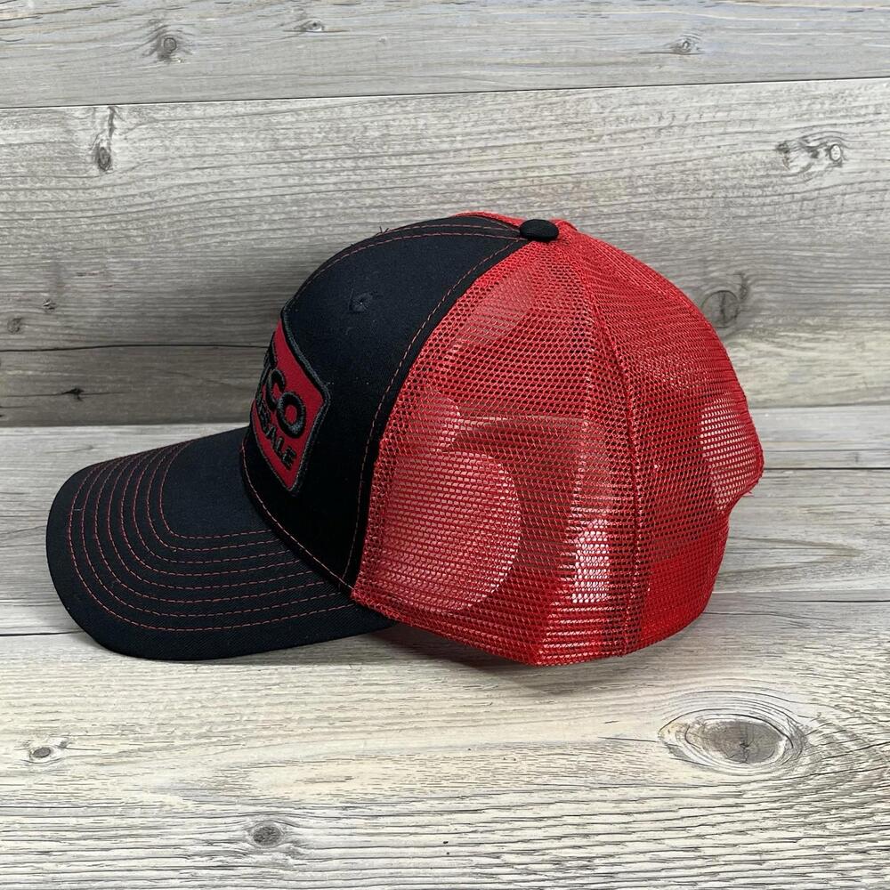 Costco Wholesale Black And Red Promo Cap Adjustable SnapBack Trucker Hat Mesh - Picture 2 of 7